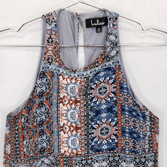 Lulus Dress Womens Extra Small Multicolor Southwestern Boho Keyhole Back Mini - Picture 2 of 15